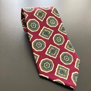 Christian Dior Monsieur Burgundy and Green Paisley Silk Tie Old Money Wedding